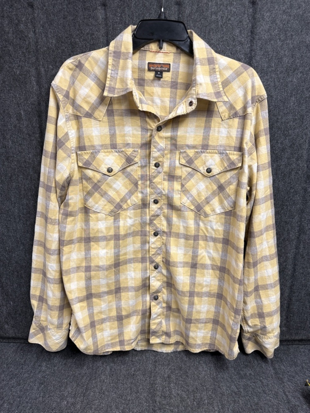 Patagonia Yellow and Gray Plaid Western Shirt - Picture 1 of 8